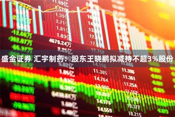 盛金证券 汇宇制药：股东王晓鹏拟减持不超3%股份
