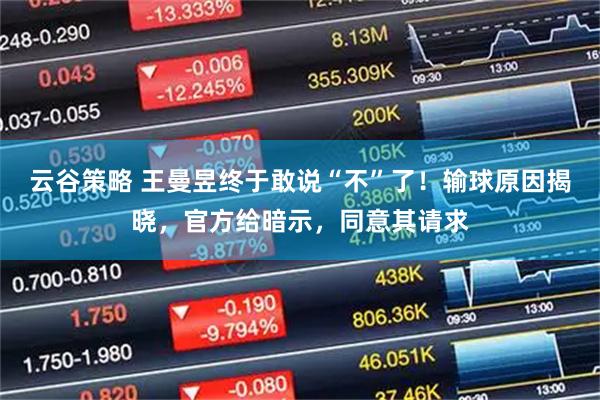 云谷策略 王曼昱终于敢说“不”了！输球原因揭晓，官方给暗示，同意其请求
